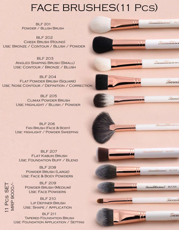 Beautilicious - Face Brushes (11PCs)
