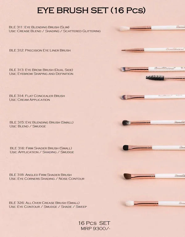 Beautilicious - Eye Brush Set (16 PCs)
