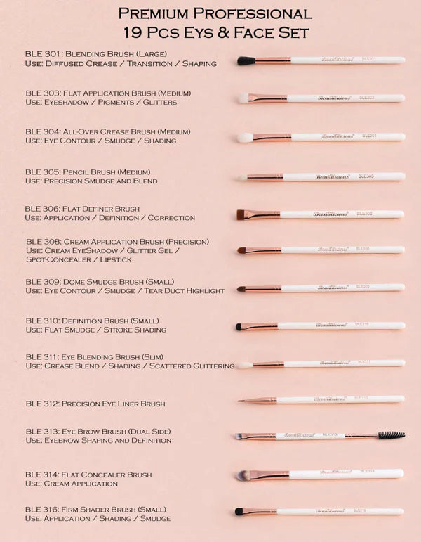 Beautilicious - Premium Professional Set (19 PCs Eye & Face)