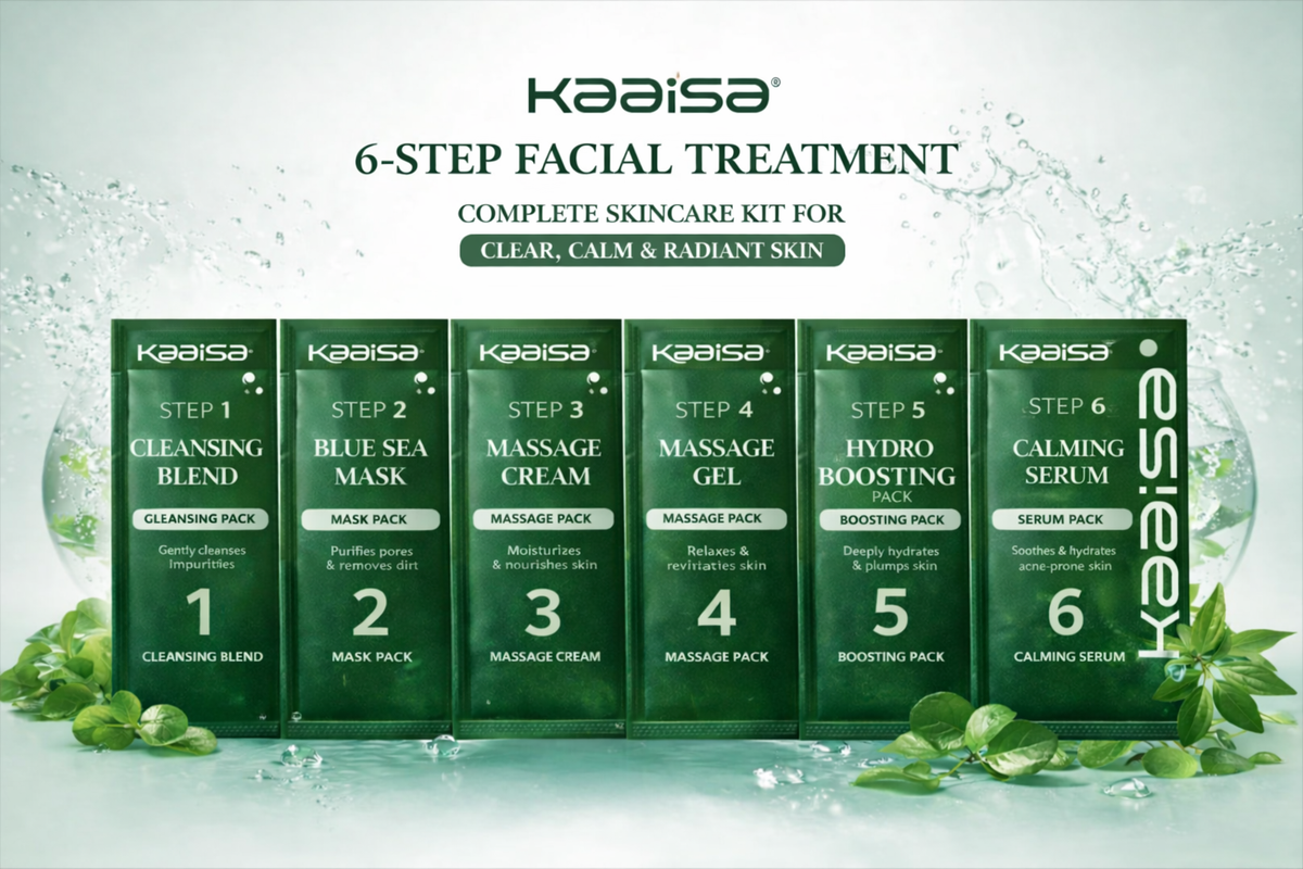 Kaaisa- Cica Soothing Facial Treatment Kit - Single Use With 6 Step Facial for Acne Calming
