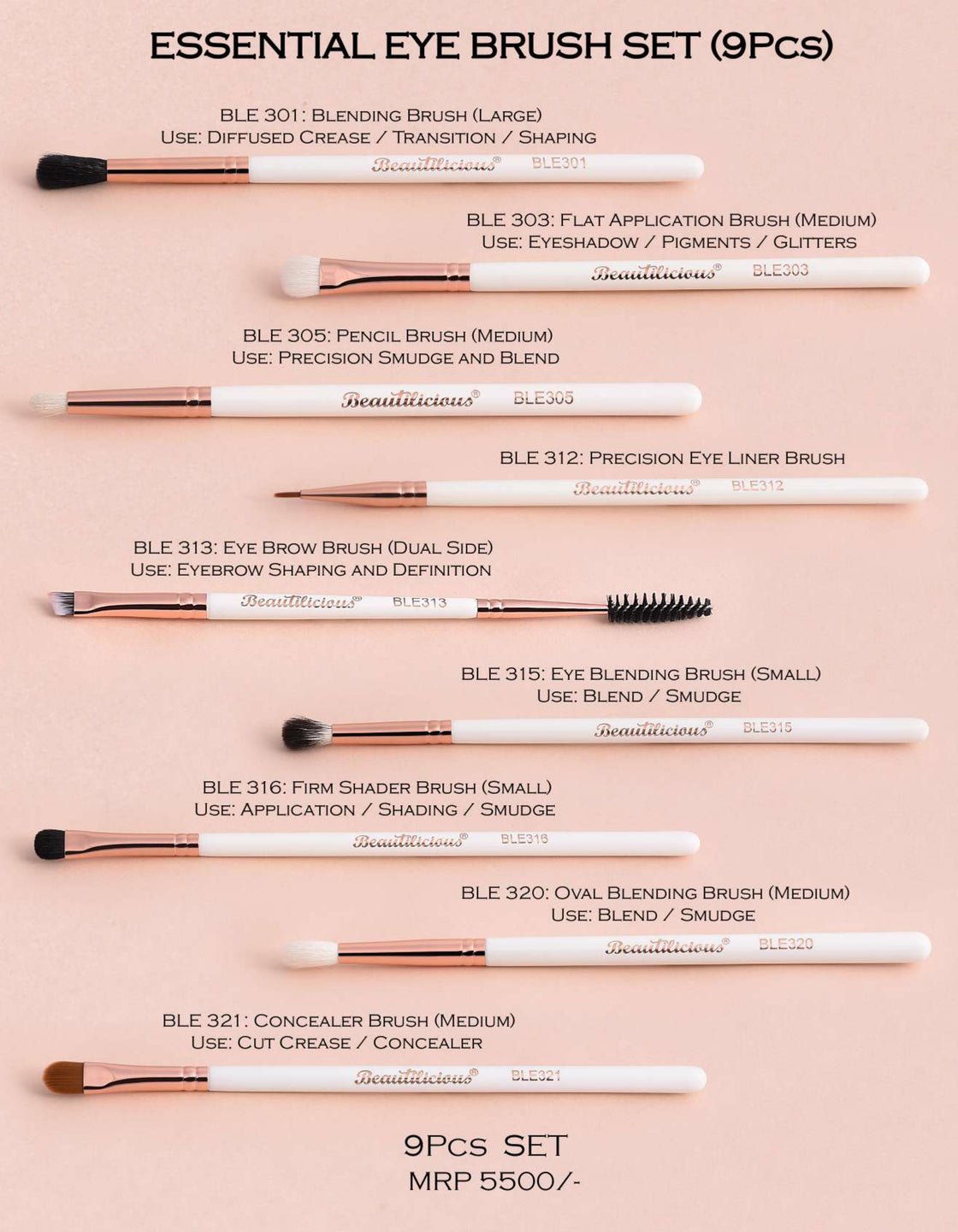 Beautilicious - Essential Eye Brush (9 Pcs)