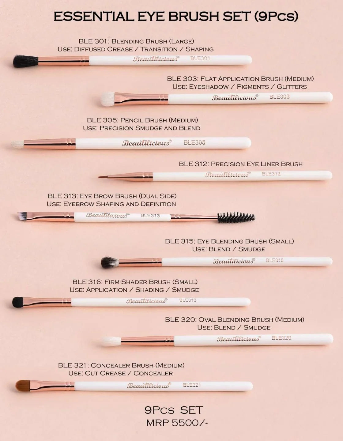 Beautilicious - Essential Eye Brush (9 Pcs)