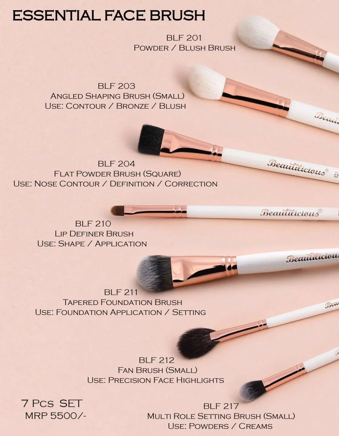 Beautilicious - Essential Face Brush (7PCs Set)