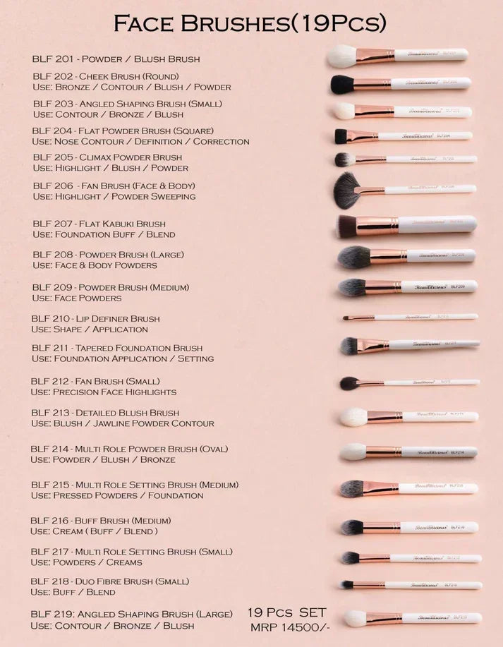 Beautilicious - Face Brushes (19 PCs)