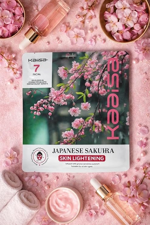Kaaisa- Japanese Sakura Facial Treatment Kit - Single Use with 7 Step Facial For Skin Lightening