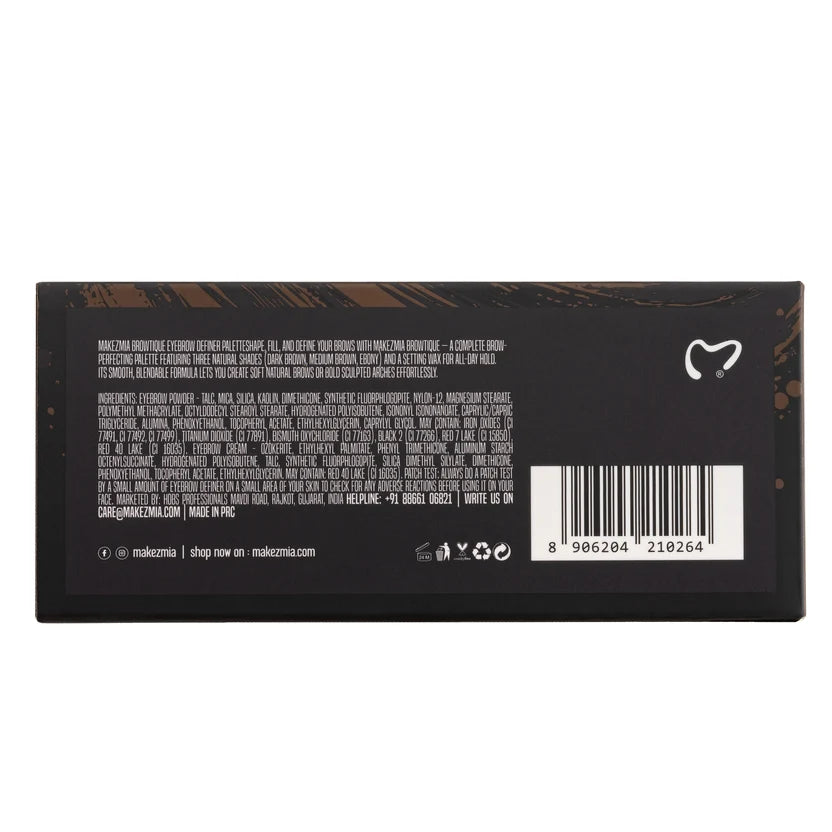 Makezmia BrowTique Eyebrow Definer Palette – 3 Brow Powders + Styling Wax