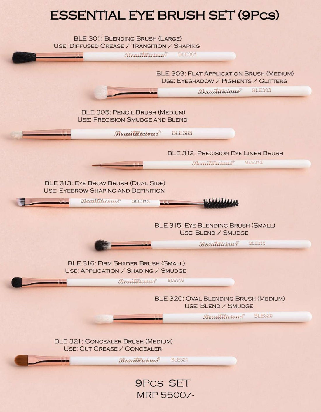 Beautilicious - Essential Eye Brush (9 Pcs)