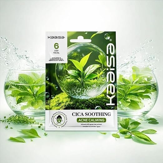 Kaaisa- Cica Soothing Facial Treatment Kit - Single Use With 6 Step Facial for Acne Calming