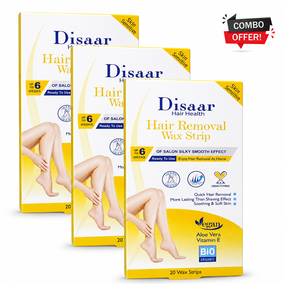 DISAAR - Hair Removal Wax Stripe Combo 3 Pac