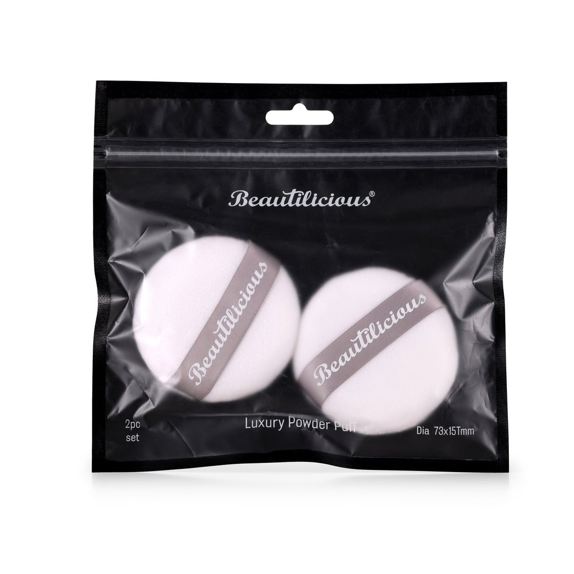 Beautilicious - Large Luxury Powder Puff - Round (White)
